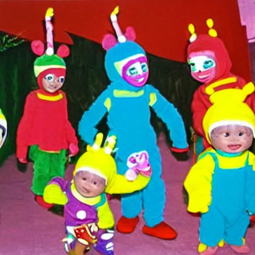 Prompt: Mexican teletubbie Memphis group style