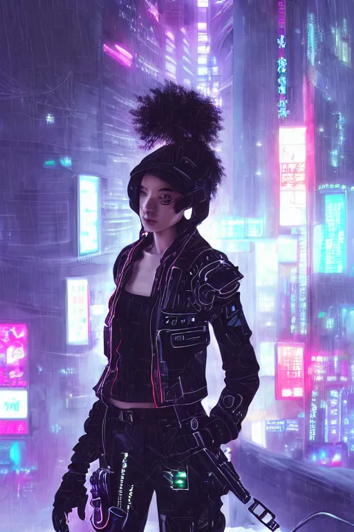 Image similar to portrait futuristic trustworthy cyberpunk young female gunner, in futuristic stormy heavy snowy tokyo rooftop cyberpunk night, ssci-fi, fantasy, intricate, very very beautiful, elegant, neon light, highly detailed, digital painting, concept art, human anatomy, soft light, hdri, smooth, sharp focus, illustration, art by tian zi and craig mullins and WLOP and alphonse mucha