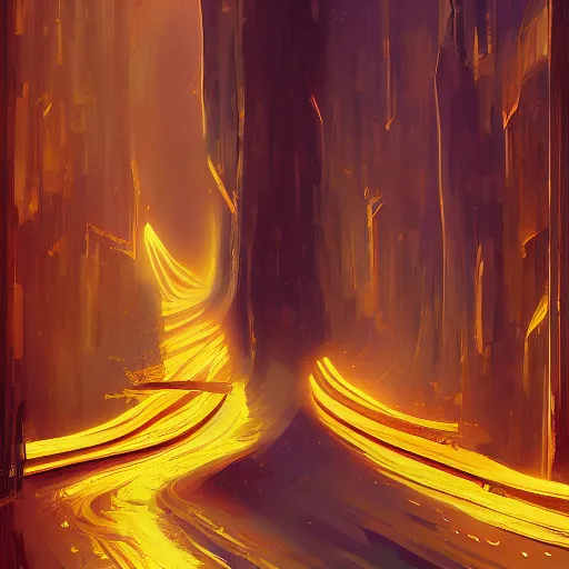 Image similar to The Golden Way, digital painting, artstationHQ