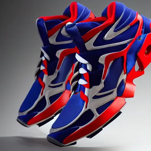 Image similar to running shoe inspired by Gundam, parametric architecture