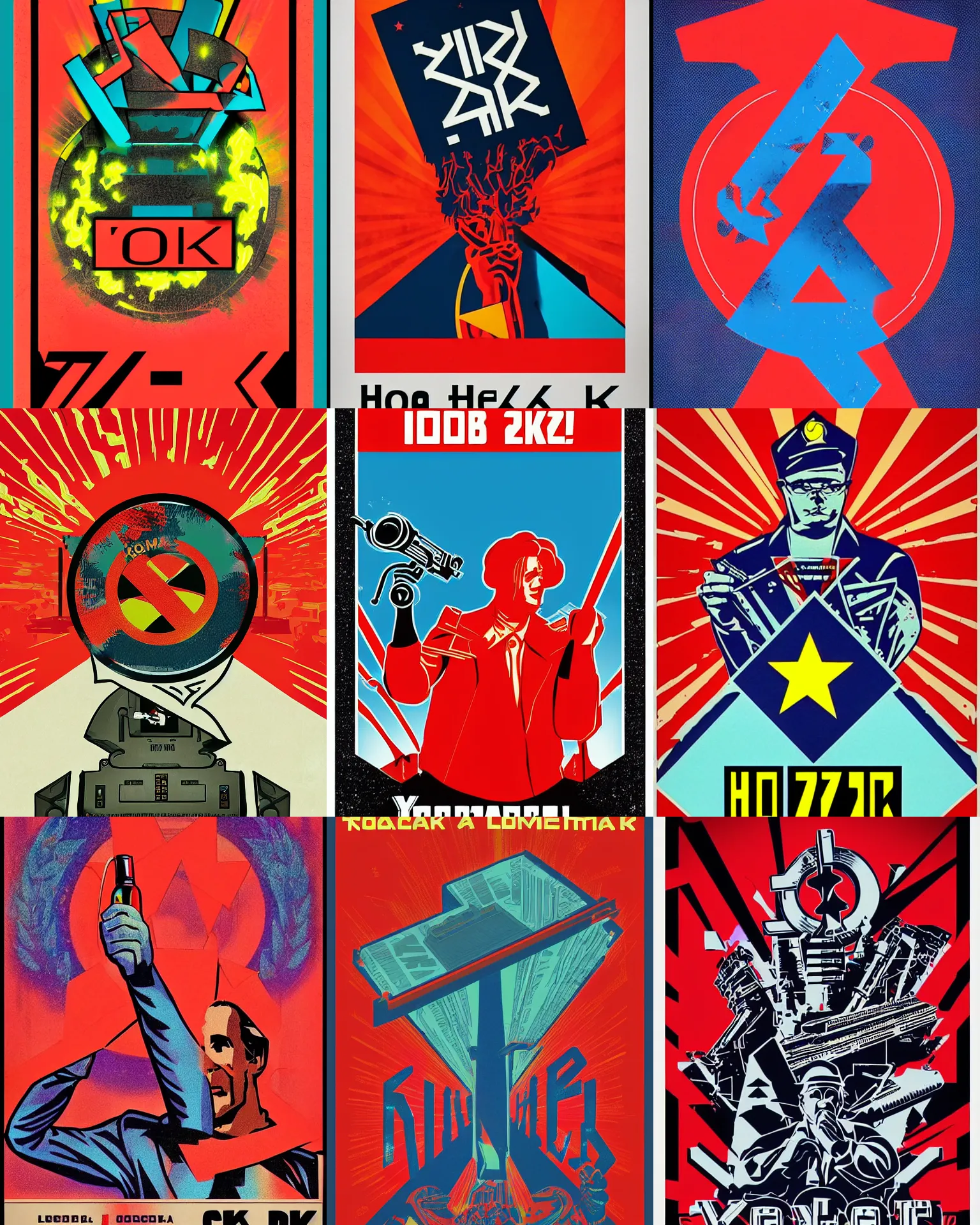 Prompt: y 2 k aesthetic communist propaganda poster, holographic, liquid metal