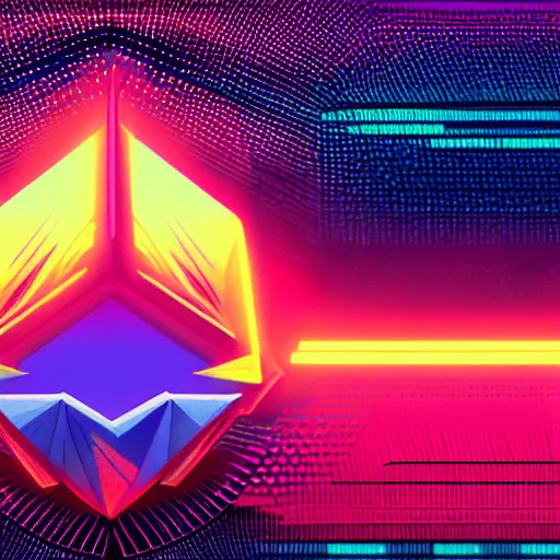 Image similar to Etherium logo from many colors, hyper detailed, retrowave synth, digital art