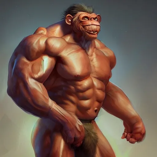 Image similar to muscular monkey , digital art by Mandy Jurgens and Irina French and Heraldo Ortega , hyperdetailed, artstation, cgsociety