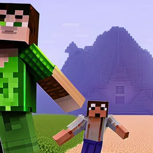 Prompt: A still from the hit minecraft live-action movie