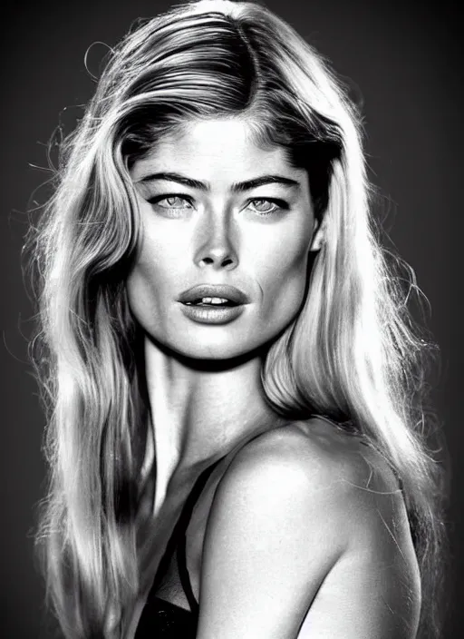 Image similar to portrait photo of a gorgeous young Doutzen Kroes with intricate detailed as Bond Girl in Retro 70s movie in the style of stefan kostic realistic sharp