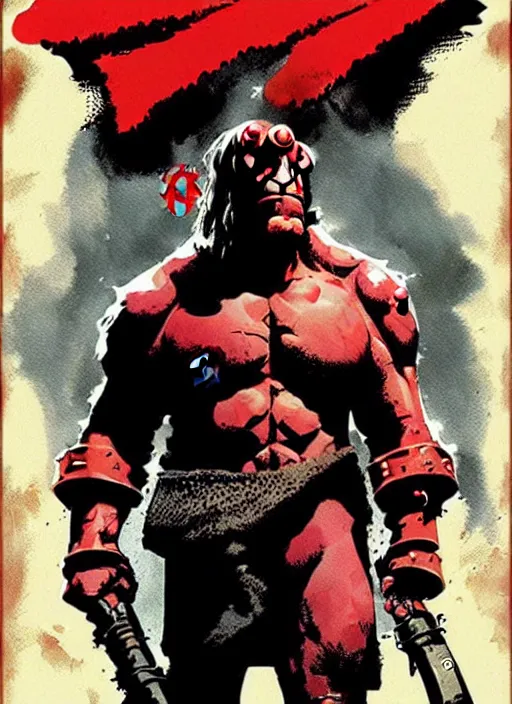 Image similar to hellboy poster by bill sienkiewicz