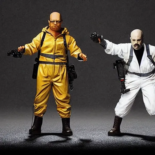 Image similar to walter white and jesse pinkman as ghostbusters