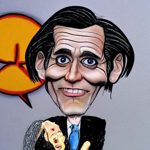 Image similar to jim carrey caricature realism, in the style of steve bell!