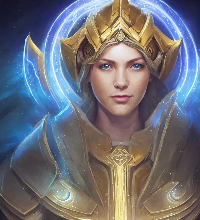 Prompt: Jaina Proudmore portrait, intricate arcane armor with glowing magical runes, flowing blue magical energy, subject in the middle of the frame, rule of thirds, golden ratio, elegant, digital painting, octane 4k render, zbrush, hyperrealistic, artstation, concept art, smooth, sharp focus, illustration from Warcraft by Ruan Jia and Mandy Jurgens and Artgerm and William-Adolphe Bouguerea