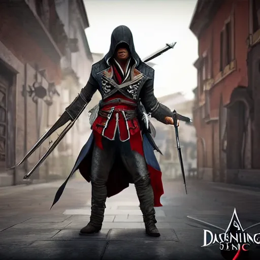 Prompt: a assasin from assasins creed in buenos aires in 1810,3d render,unreal engine