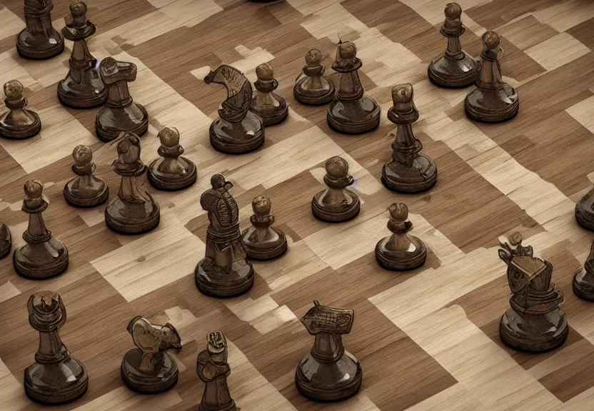 Image similar to “table with a game of thrones style map, with chess pieces in the shape of soldiers moving on it, 4k, 3D, view from the side”