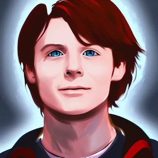 Prompt: marty mcfly, digital art, 8 k, character, realism, anime, portrait