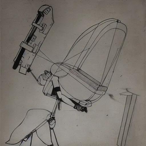 Image similar to technical sketch of the first jetpack by leonardo da vinci