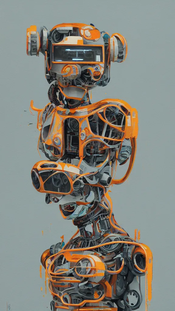 Image similar to robot painting a robot on canvas, intricate, highly detailed, photorealistic, film still, by sachin teng.