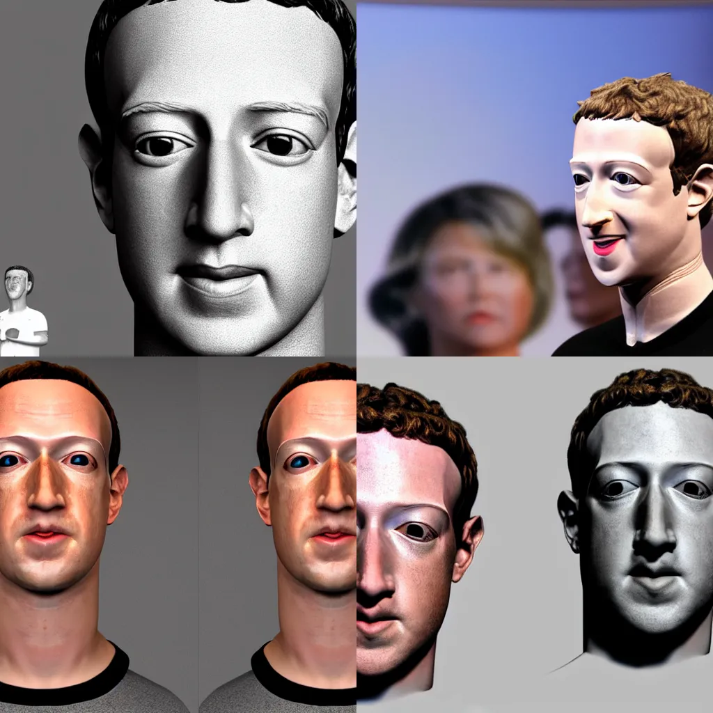 Prompt: 3d model of mark zuckerberg
