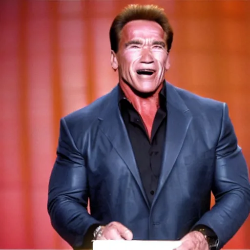 Prompt: schwarzenegger singing in a boy band