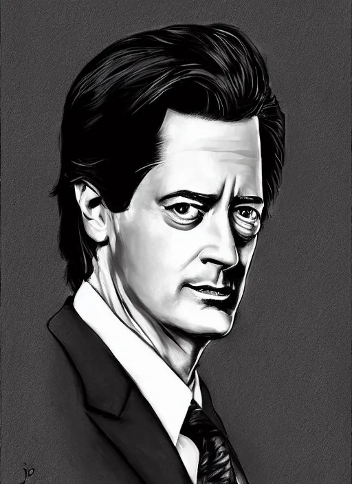 Image similar to portrait of kyle maclachlan as dale cooper by sorin ilie