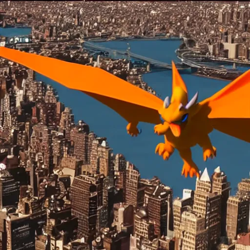 Image similar to charizard flying above new york, claymation, 8 k, hyperdetalied, cgsociety