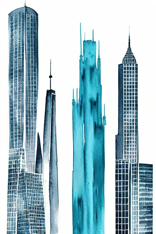 Prompt: minimalist watercolor art of frankfurt skyscrapers, illustration, vector art