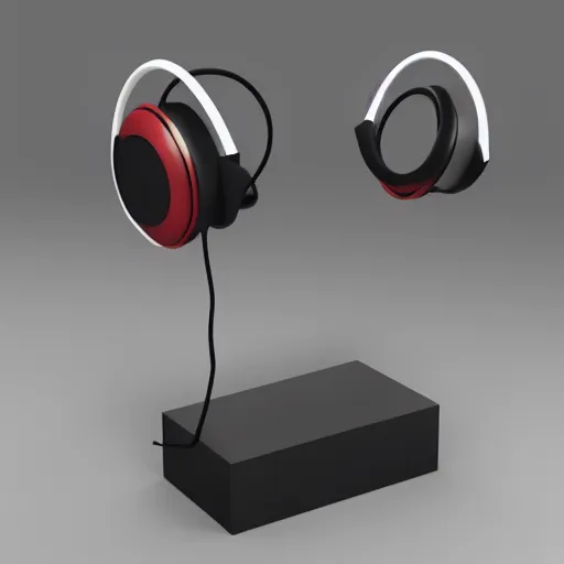 Image similar to headphone stand!!!!, futuristic, techno, cyberpunk, product design, 3 d render, concept, fun, swag