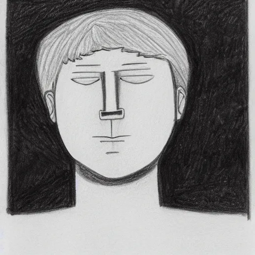 Image similar to a drawing of a white round head with emotionless face