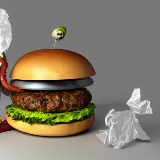 Image similar to alien burger, food photoshoot, 4 k render, unreal