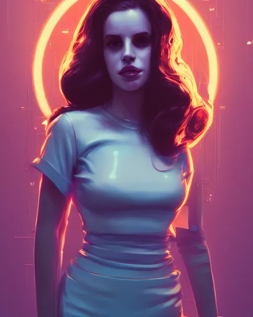 Image similar to portrait of lana del rey as a cyborg. intricate abstract. intricate artwork, by tooth wu, wlop, beeple, dan mumford. concept art, octane render, trending on artstation, greg rutkowski very coherent symmetrical artwork. cinematic, key art, hyper realism, high detail, octane render, 8 k, iridescent accents