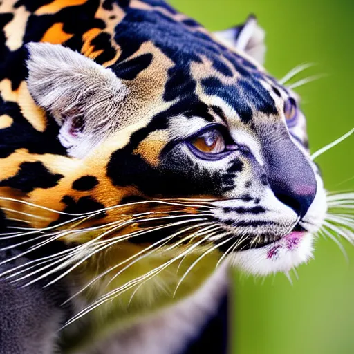 Image similar to a clouded leopard wearing a flat cap, national geographic, highly detailed