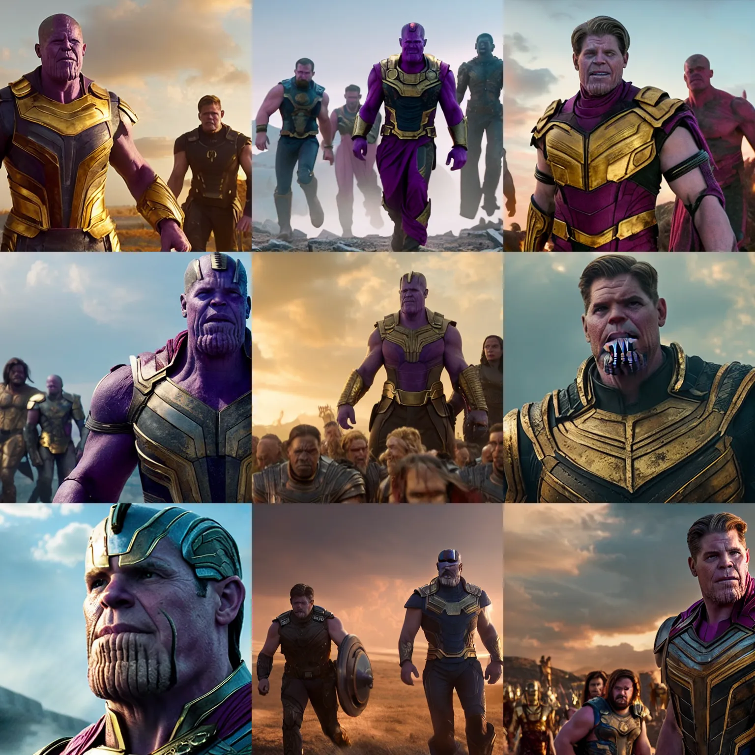 Prompt: 4 k still from troy, starring thanos