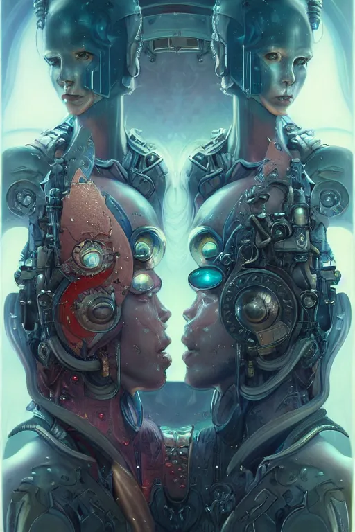 Image similar to gemini fantasy character portrait, ultra realistic, wide angle, intricate details, blade runner artifacts, highly detailed by peter mohrbacher, wayne barlowe, boris vallejo, hajime sorayama aaron horkey, gaston bussiere, craig mullins