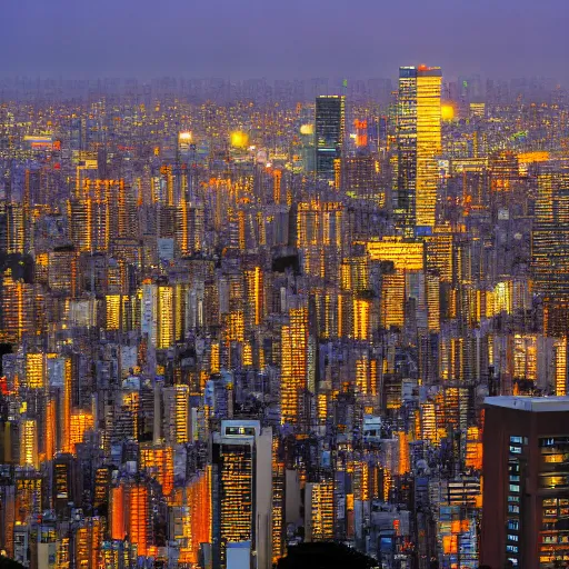 Image similar to The skyline of Tokyo at sunset, photograph, high-resolution, hot on 500px