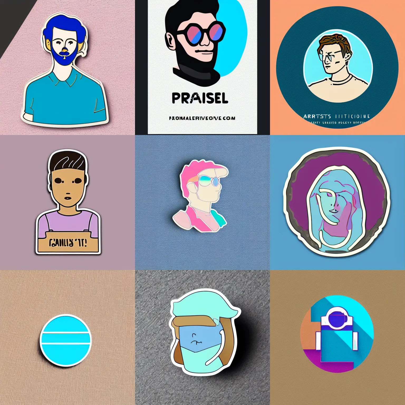 Prompt: artist profile pic enamel pin minimalist pastel vector graphic sticker