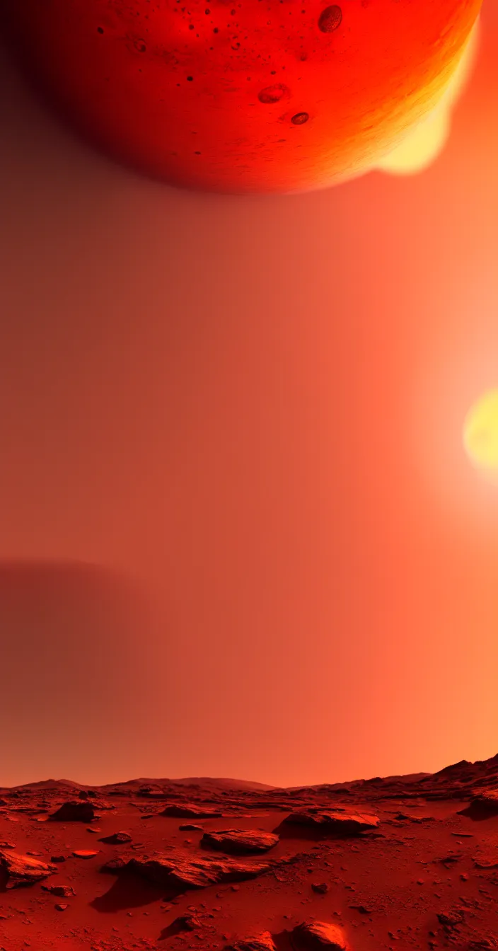 Prompt: realistic photo of colorful sunset on mars planet, very sharp focus, in the style of greg rutswoski, very hyper realistic, highly detailed, fantasy art station