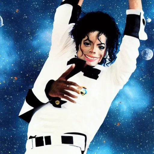 Prompt: michael jackson floating in space