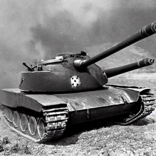 Image similar to Photo of a tank duel between a T34 and King Tiger