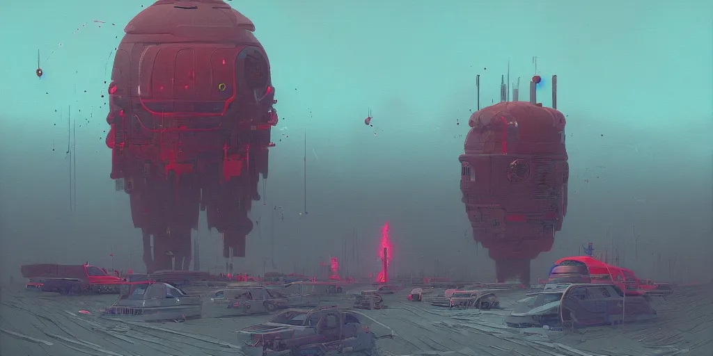 Image similar to the destroyer of worlds, art by simon stalenhag