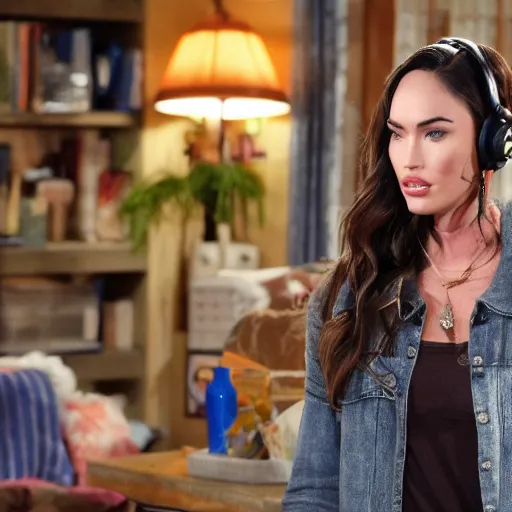 Prompt: Megan Fox playing Dj Tanner from Fuller House,8k,