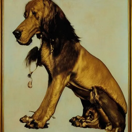 Image similar to portrait of a golden bone beast, by Norman Rockwell
