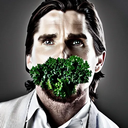 Prompt: christian bale as a kale