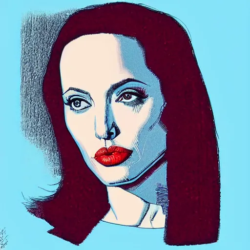 Image similar to “ angelina jolie retro minimalist portrait by jean giraud, moebius starwatcher comic, 8 k ”