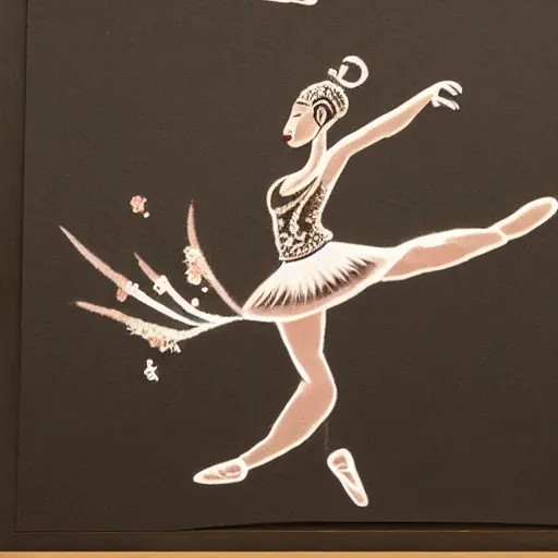 Image similar to ballet dancer, bali shadow puppet