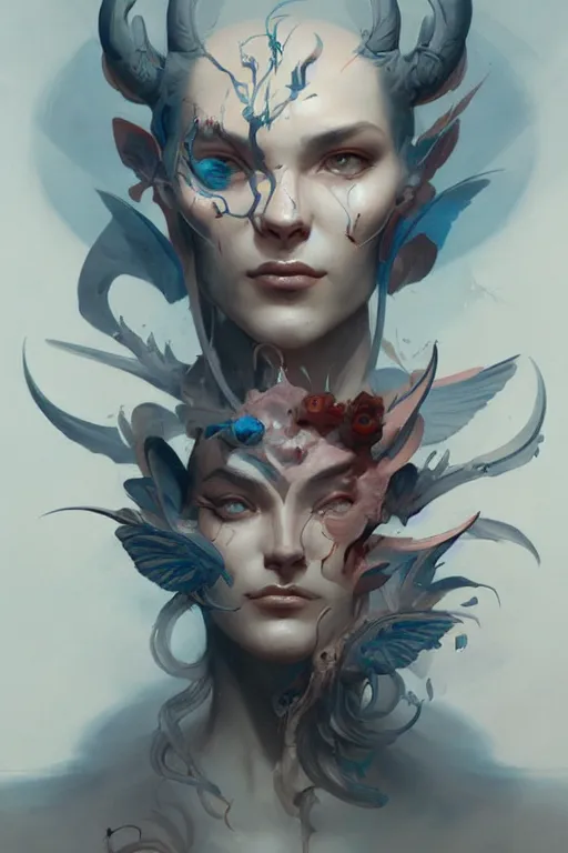 Image similar to facial tattoo design by peter mohrbacher and craig mullins and james jean