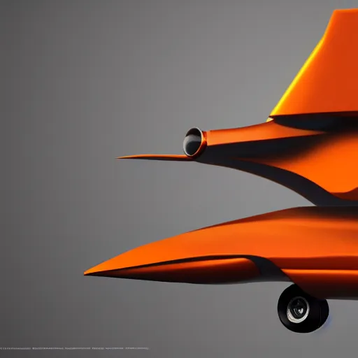 Prompt: side view, futuristic aircraft designed by syd mead. orange and steel. super resolution. extremely detailed. 8 k. cinematic. trending on artstation. octane render.