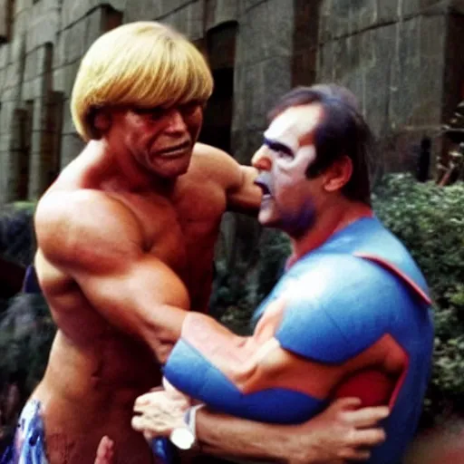 Image similar to real life he - man mauling mariano rajoy