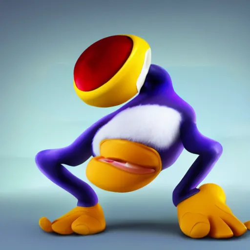 Image similar to hyper realistic render of rayman, white background