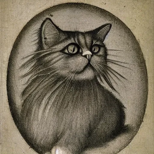 Image similar to a persian cat portrait by Leonardo da Vinci