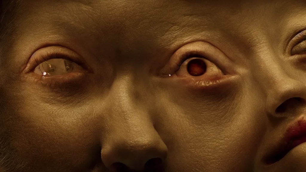 Image similar to agony, film still from the movie directed by Denis Villeneuve with art direction by Salvador Dalí, wide lens