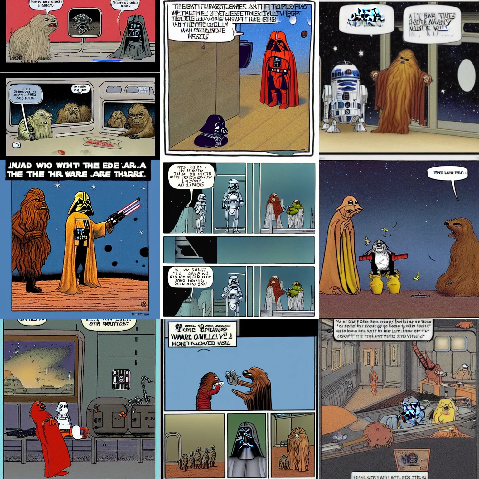 Prompt: star wars far side gary larson cartoon