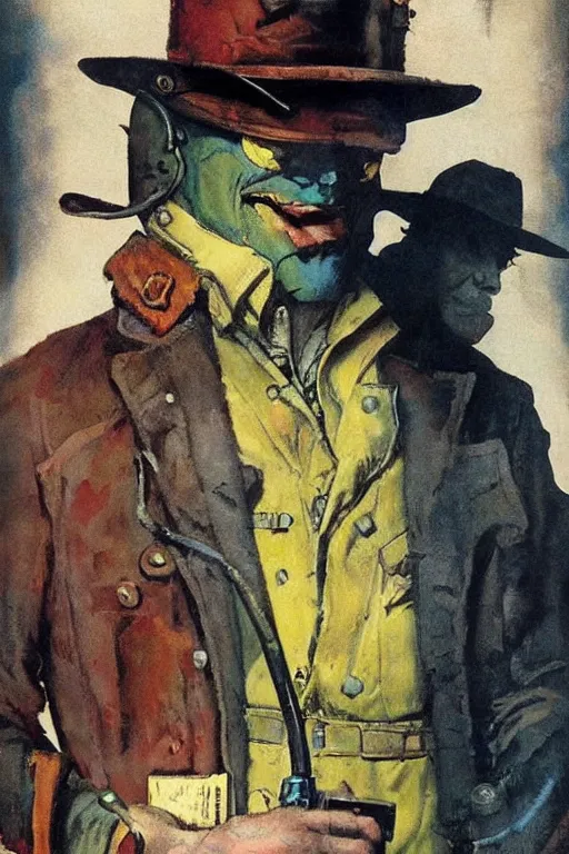 Prompt: Walter Joseph Kovacs aka Rorschach from the movie Watchmen painted by Norman Rockwell