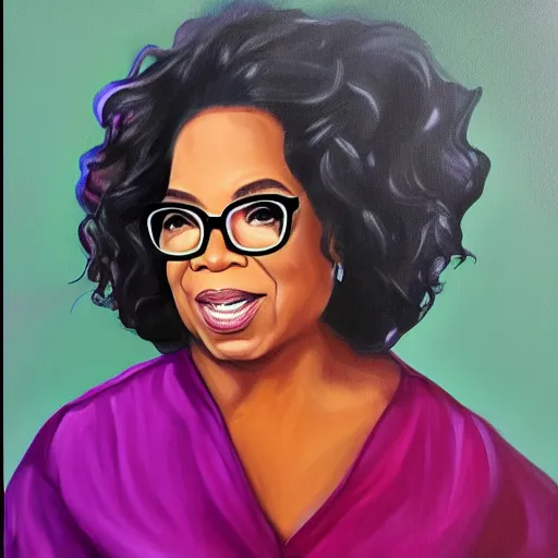 Image similar to Oprah in thanos form, painting